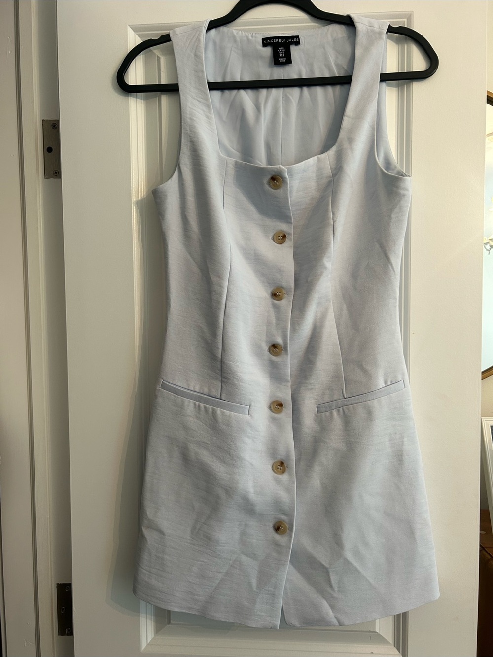 Sincerely Jules Light Blue Button-Front Mini Dress